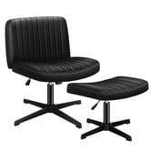 Hoxton Room Lucian PU Leather Office Chair &amp; Ottoman Set