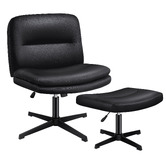 Hoxton Room Tegan PU Leather Office Chair &amp; Ottoman Set