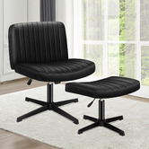 Hoxton Room Lucian PU Leather Office Chair &amp; Ottoman Set