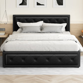 Hoxton Room Black Hoyce Faux Leather Gas Lift Bed