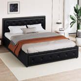 Hoxton Room Black Hoyce Faux Leather Gas Lift Bed