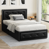 Hoxton Room Black Hoyce Faux Leather Gas Lift Bed