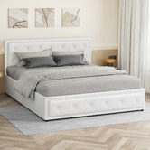 Hoxton Room White Hoyce Faux Leather Gas Lift Bed