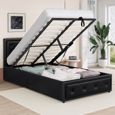 Hoxton Room Black Hoyce Faux Leather Gas Lift Bed