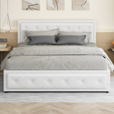 Hoxton Room White Hoyce Faux Leather Gas Lift Bed