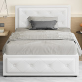 Hoxton Room White Hoyce Faux Leather Gas Lift Bed