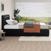 Hoxton Room Black Hoyce Faux Leather Gas Lift Bed