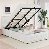 Hoxton Room White Hoyce Faux Leather Gas Lift Bed