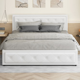 Hoxton Room White Hoyce Faux Leather Gas Lift Bed