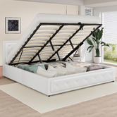Hoxton Room White Hoyce Faux Leather Gas Lift Bed