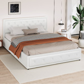 Hoxton Room White Hoyce Faux Leather Gas Lift Bed