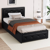 Hoxton Room Black Hoyce Faux Leather Gas Lift Bed