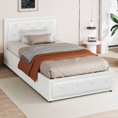 Hoxton Room White Hoyce Faux Leather Gas Lift Bed