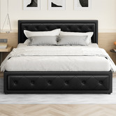 Hoxton Room Black Hoyce Faux Leather Gas Lift Bed