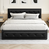 Hoxton Room Black Hoyce Faux Leather Gas Lift Bed