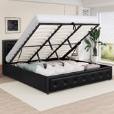 Hoxton Room Black Hoyce Faux Leather Gas Lift Bed