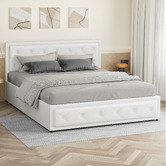 Hoxton Room White Hoyce Faux Leather Gas Lift Bed