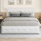 Hoxton Room White Hoyce Faux Leather Gas Lift Bed
