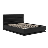 Hoxton Room Black Alpine PU Leather Gas Lift Storage Bed with LED
