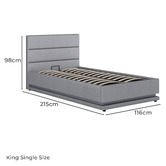 Hoxton Room Grey Alpine Upholstered Gas Lift Storage Bed with LED