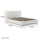 Hoxton Room White Alpine Boucle Gas Lift Storage Bed with LED