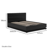 Hoxton Room Black Alpine PU Leather Gas Lift Storage Bed with LED