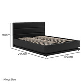 Hoxton Room Black Alpine PU Leather Gas Lift Storage Bed with LED