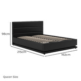 Hoxton Room Black Alpine PU Leather Gas Lift Storage Bed with LED
