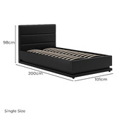 Hoxton Room Black Alpine PU Leather Gas Lift Storage Bed with LED
