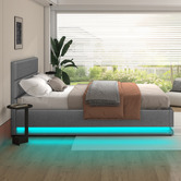 Hoxton Room Grey Alpine Upholstered Gas Lift Storage Bed with LED