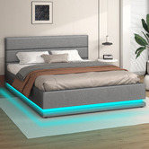 Hoxton Room Grey Alpine Upholstered Gas Lift Storage Bed with LED