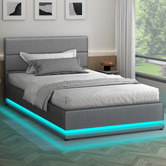 Hoxton Room Grey Alpine Upholstered Gas Lift Storage Bed with LED