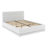 Hoxton Room White Alpine Boucle Gas Lift Storage Bed with LED