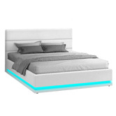 Hoxton Room White Alpine Boucle Gas Lift Storage Bed with LED