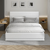 Hoxton Room White Alpine Boucle Gas Lift Storage Bed with LED