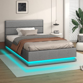 Hoxton Room Grey Alpine Upholstered Gas Lift Storage Bed with LED