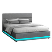 Hoxton Room Grey Alpine Upholstered Gas Lift Storage Bed with LED