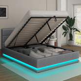 Hoxton Room Grey Alpine Upholstered Gas Lift Storage Bed with LED