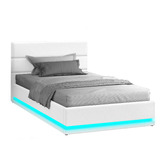 Hoxton Room White Alpine Boucle Gas Lift Storage Bed with LED