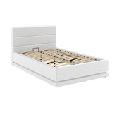 Hoxton Room White Alpine Boucle Gas Lift Storage Bed with LED