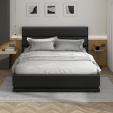 Hoxton Room Black Alpine PU Leather Gas Lift Storage Bed with LED