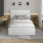 Hoxton Room White Alpine Boucle Gas Lift Storage Bed with LED