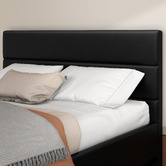 Hoxton Room Black Alpine PU Leather Gas Lift Storage Bed with LED