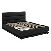 Hoxton Room Black Alpine PU Leather Gas Lift Storage Bed with LED