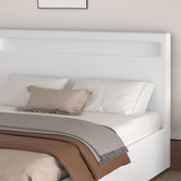 Hoxton Room White Caledon PU Leather Gas Lift Storage Bed with LED