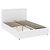 Hoxton Room White Caledon PU Leather Gas Lift Storage Bed with LED