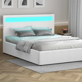 Hoxton Room White Caledon Boucle Gas Lift Storage Bed with LED