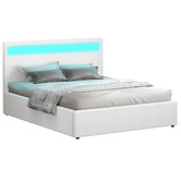 Hoxton Room White Caledon Boucle Gas Lift Storage Bed with LED
