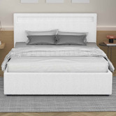 Hoxton Room White Caledon Boucle Gas Lift Storage Bed with LED