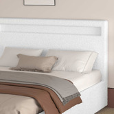 Hoxton Room White Caledon Boucle Gas Lift Storage Bed with LED